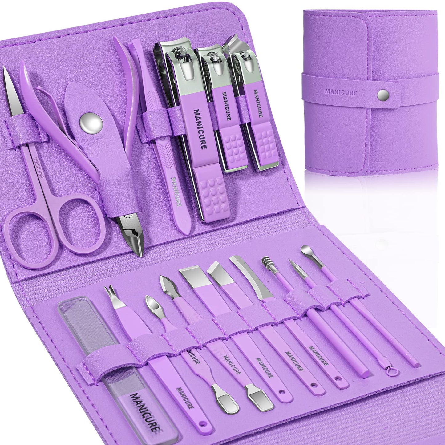 16-in-1 Stainless Steel Nail Care Kit – Manicure & Pedicure Tool Set (Random Color)