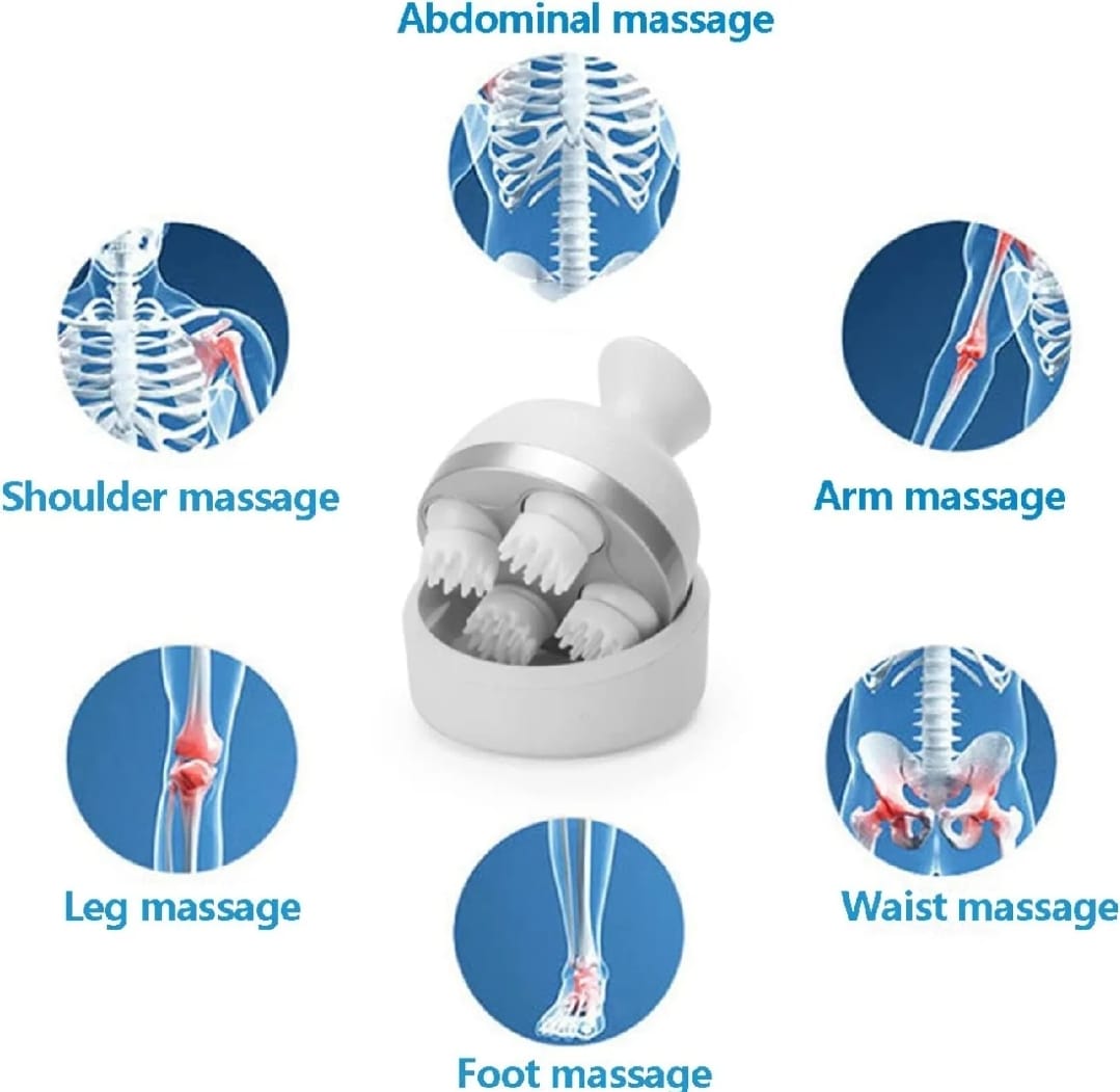 Electric Scalp Massager with 4 Tissue Kneading Nodes – Waterproof Handheld Head & Full Body Massager for Stress Relief