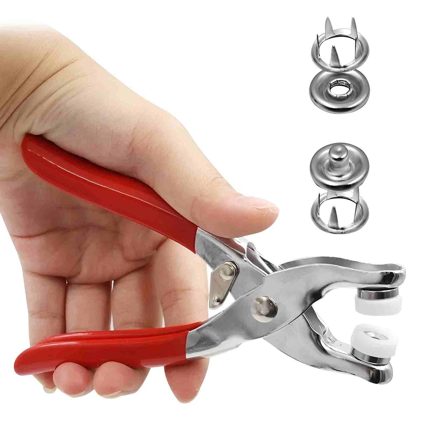 Hand Press Button Plier – Heavy Duty Metal Body with 50 Snap Buttons | Manual Fastener Tool for Tailoring - Without Lock