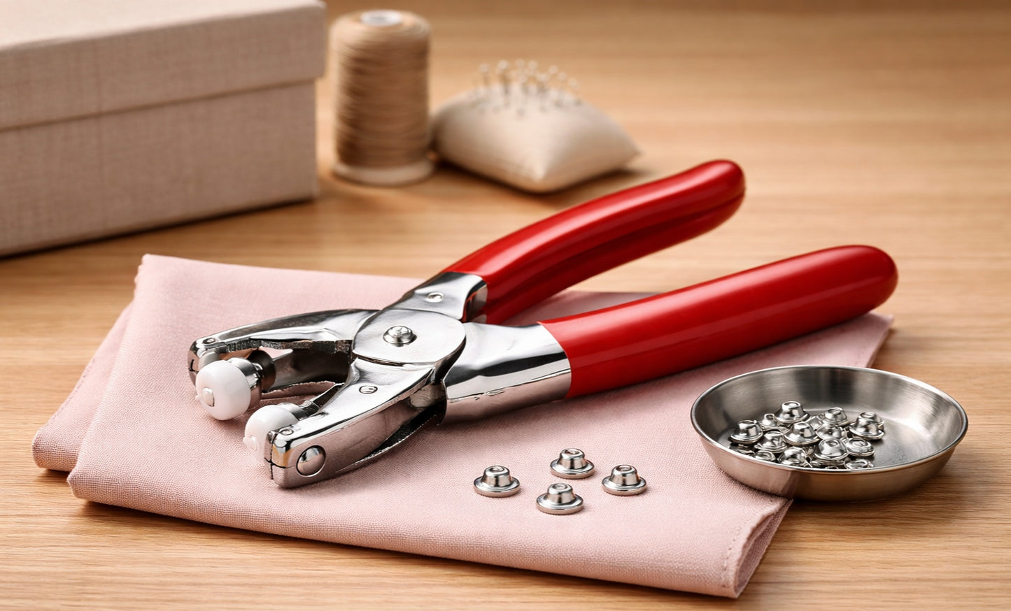 Hand Press Button Plier – Heavy Duty Metal Body with 50 Snap Buttons | Manual Fastener Tool for Tailoring - Without Lock